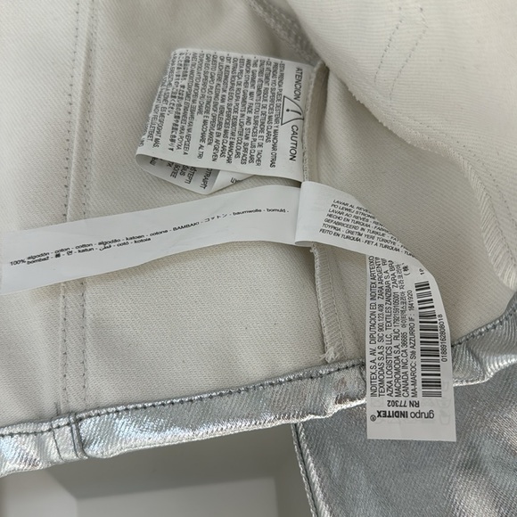 NWT Zara Silver Denim Jacket XS | silver metallic denim cropped jacket - Picture 8 of 10